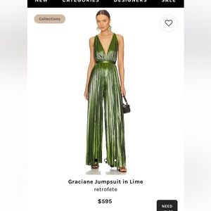 Retrofete metallic pleated jumpsuit- 70s vibe. Size medium